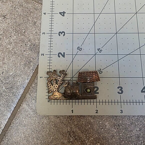 Vintage Taxco Mexico 925 Silver Sombrero Siesta  Figures Brooch Pin - Folk Art - Picture 4 of 6